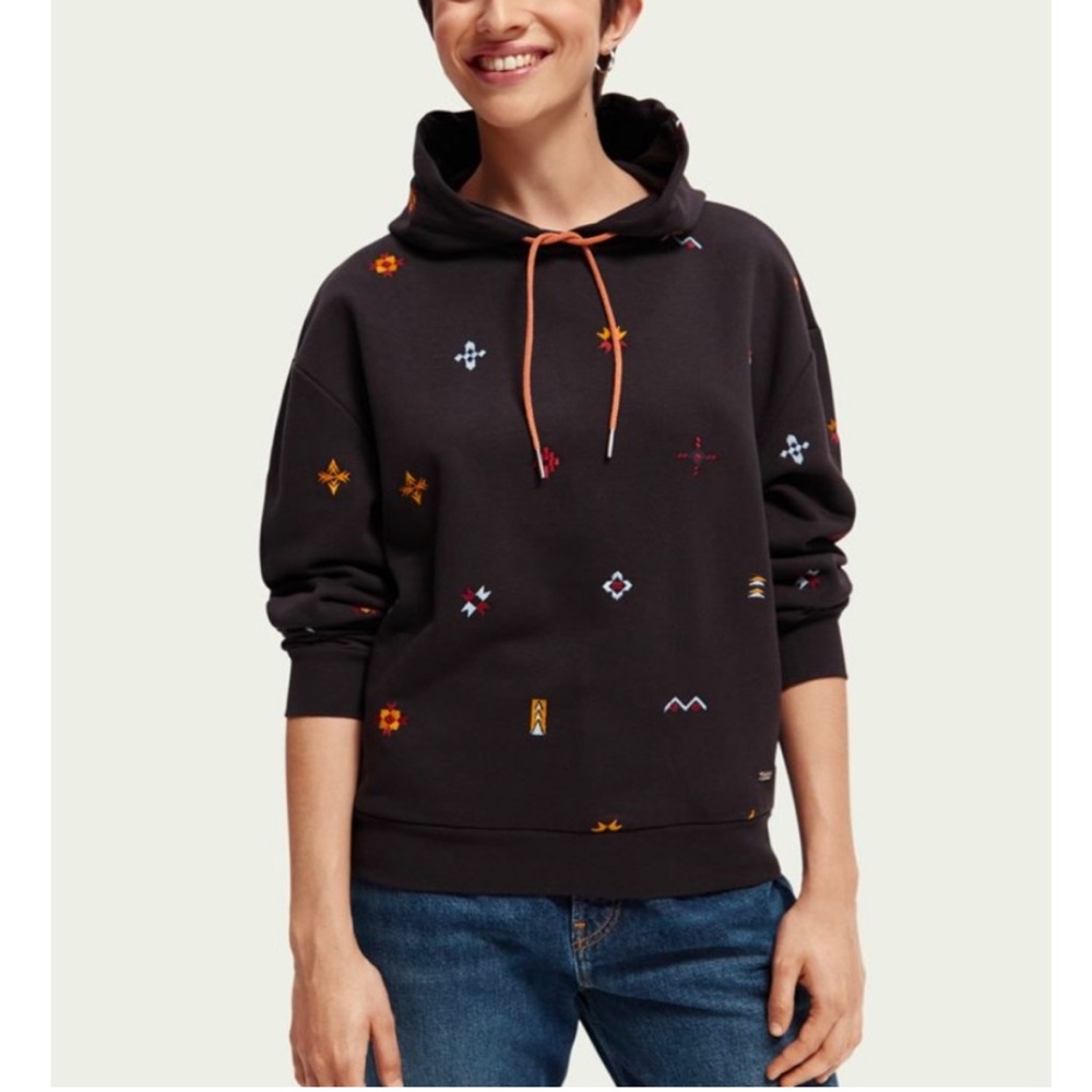 Scotch & Soda Relaxed Fit Embroidered Hoodie New